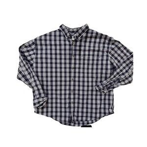 Vintage Eddie Bauer Shirt Mens XL Blue Plaid Button Up‎ Long Sleeve Heavyweight